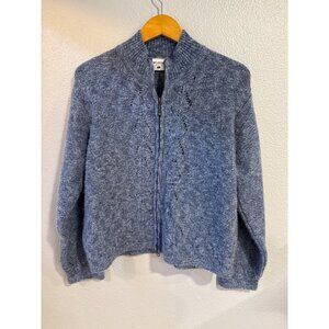 Columbia Women's‎ Blue Knit Full-Zip Sweater L Acrylic/Wool Blend